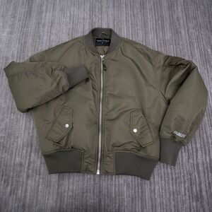 Fabletics Mens Olive Green Full Zip Bomber Jacket Medium